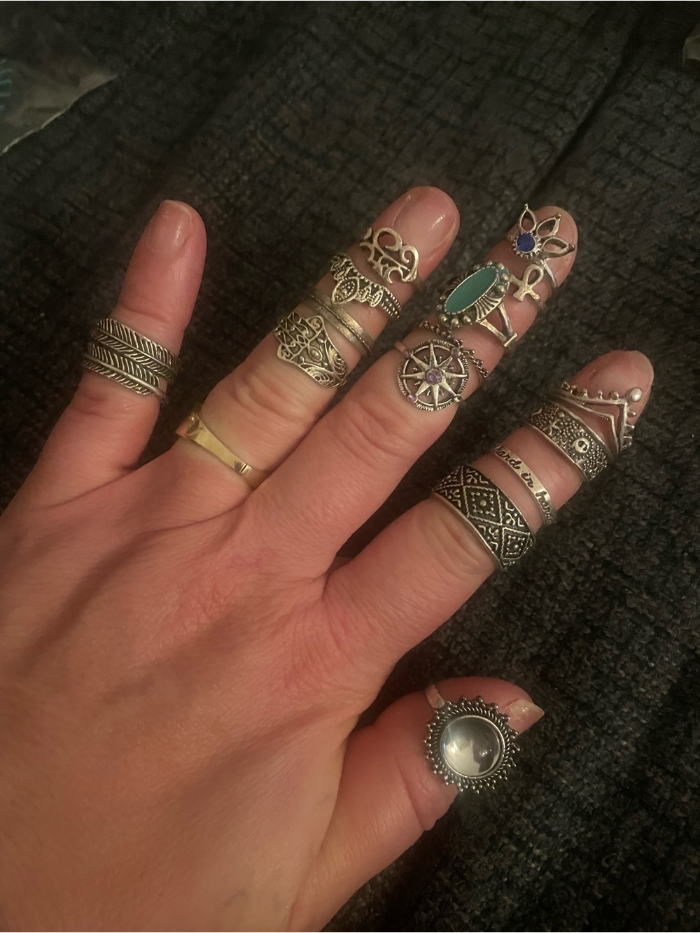 15 BOHO Silver Toned Stackable Rings - Picture 3 of 5